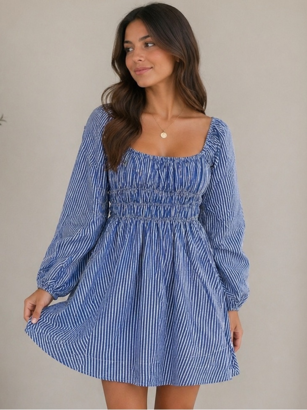 Julian Taylor New York Blue & White Striped Smocked Size 4 Dress